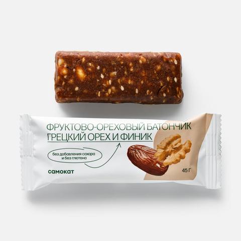 Изображение товара Фруктово-ореховый батончик Самокат с грецким орехом и финиками 45 г