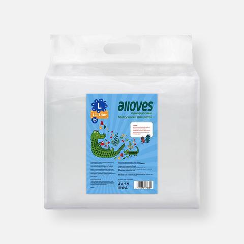 Изображение товара Подгузники Alloves детские L 7-14 кг 100 шт для мальчиков и девочек