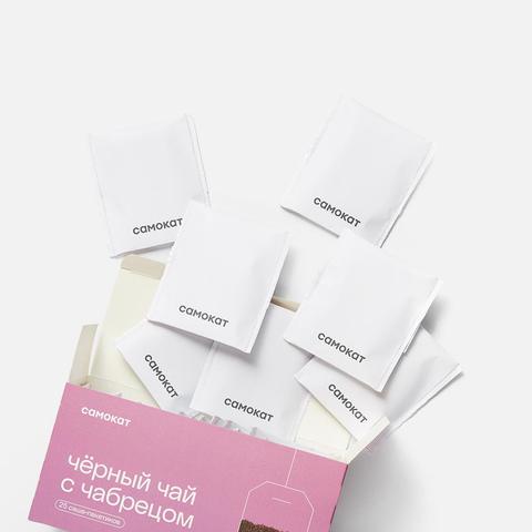 Изображение товара Чёрный чай Самокат с чабрецом в пакетиках, 25 шт