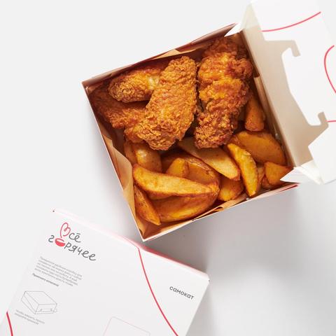 Изображение товара Крылья с картофелем по-деревенски 360 г - вкусное блюдо с хрустящей панировкой