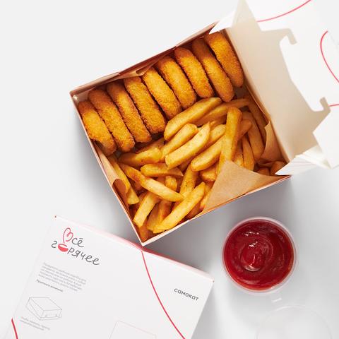 Изображение товара Наггетсы с картофелем фри и кетчупом, 435 г