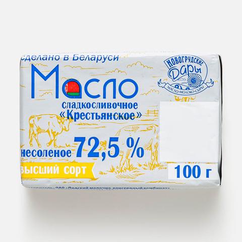 Изображение товара Сладко-сливочное масло Новогрудские дары 72,5% 100 г крестьянское
