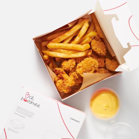 Изображение товара Байтсы острые с картофелем фри и сырным соусом 385 г