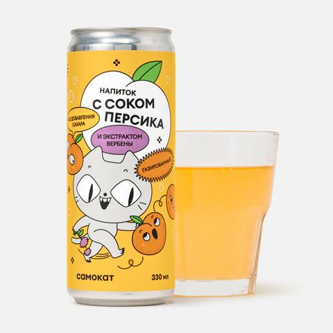 Изображение товара Напиток Самокат с соком персика и вербеной, газированный, 0,33 л