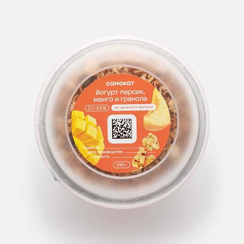 Изображение товара Йогурт Самокат с персиком, манго и гранолой 190 г