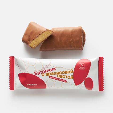 Изображение товара Батончик Самокат с арахисовой пастой в молочном шоколаде 45 г