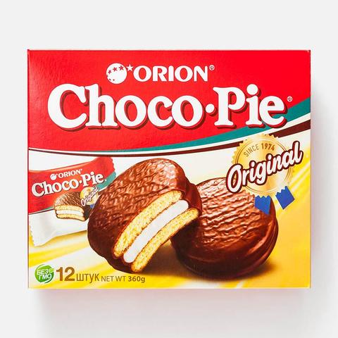 Изображение товара Шоколадное пирожное Orion Choco Pie 360 г - мягкое бисквитное в шоколаде
