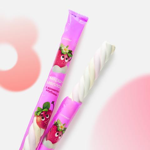 Изображение товара Маршмеллоу Самокат клубника 40 г воздушные сладости в форме косички