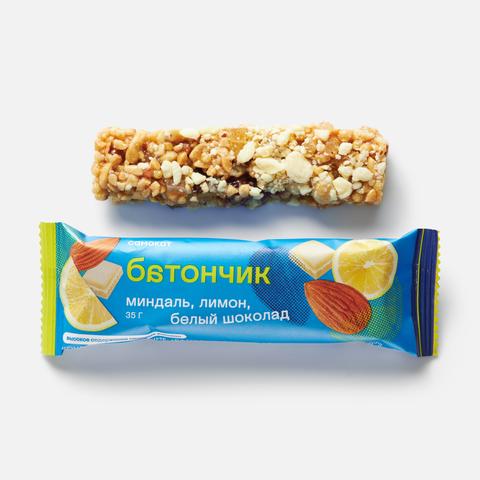 Изображение товара Батончик Самокат, миндаль, лимон и белый шоколад, 35 г