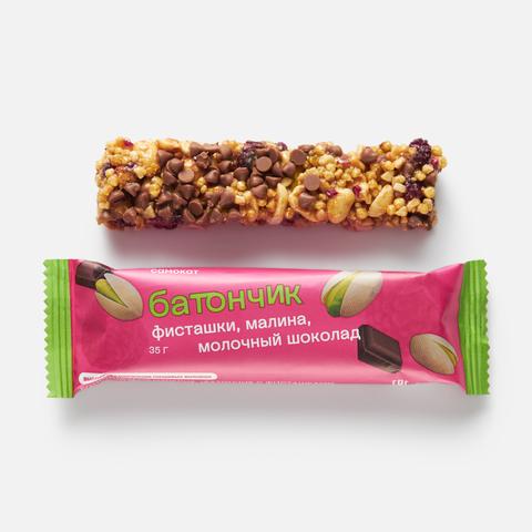 Изображение товара Батончик Самокат с фисташками малиной и шоколадом 35 г