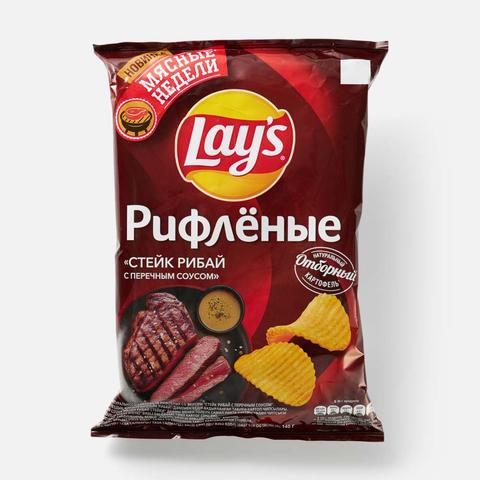 Изображение товара Чипсы Lay's стейк рибай с перечным соусом рифлёные 140 г