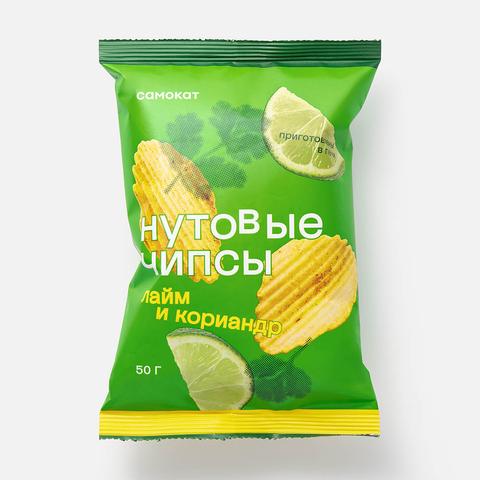 Изображение товара Нутовые чипсы Самокат лайм и кориандр 50 г запечённые натуральные вкусные и полезные